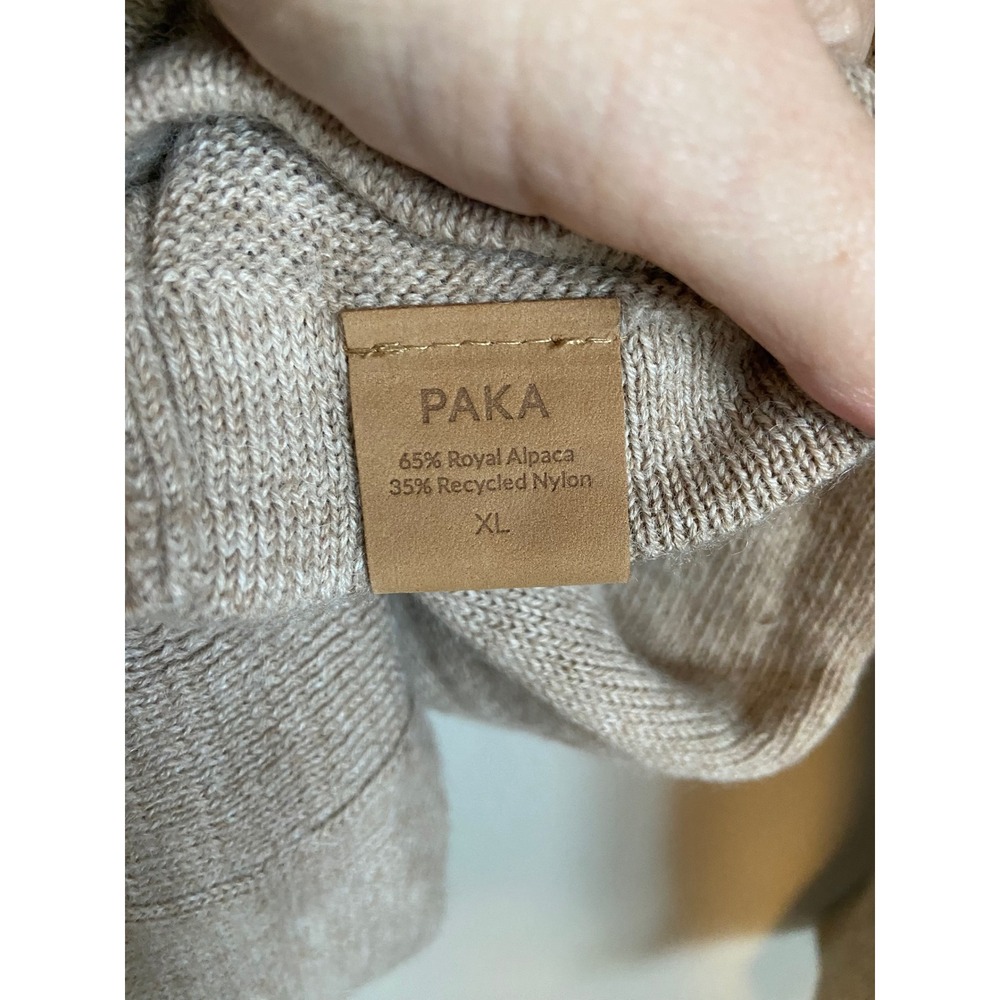 Paka Royal Alpaca Blend Pullover Hoodie Oatmeal Beige Knit Sweater Unisex XL - Picture 3 of 6
